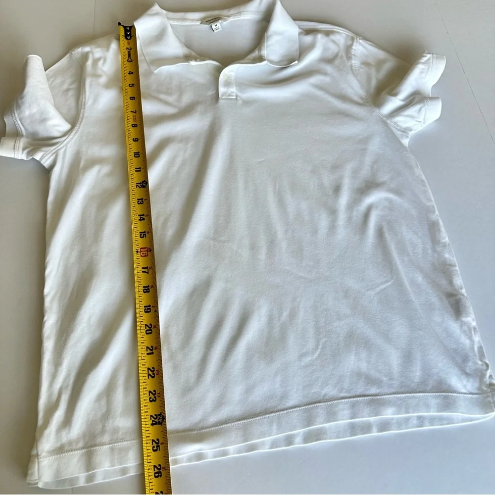 Banana Republic Luxe Touch Mens Classy White Polo Shirt Size Medium Short Sleeve